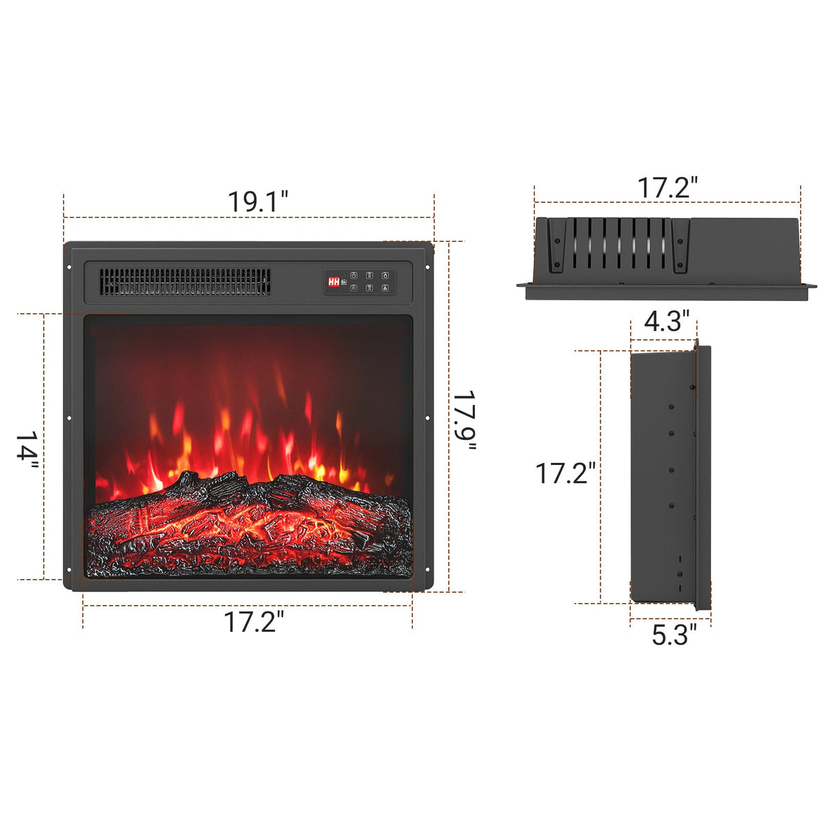 18 Inch Electric Fireplace Insert with Remote Control and 7 Realistic Flame Colors