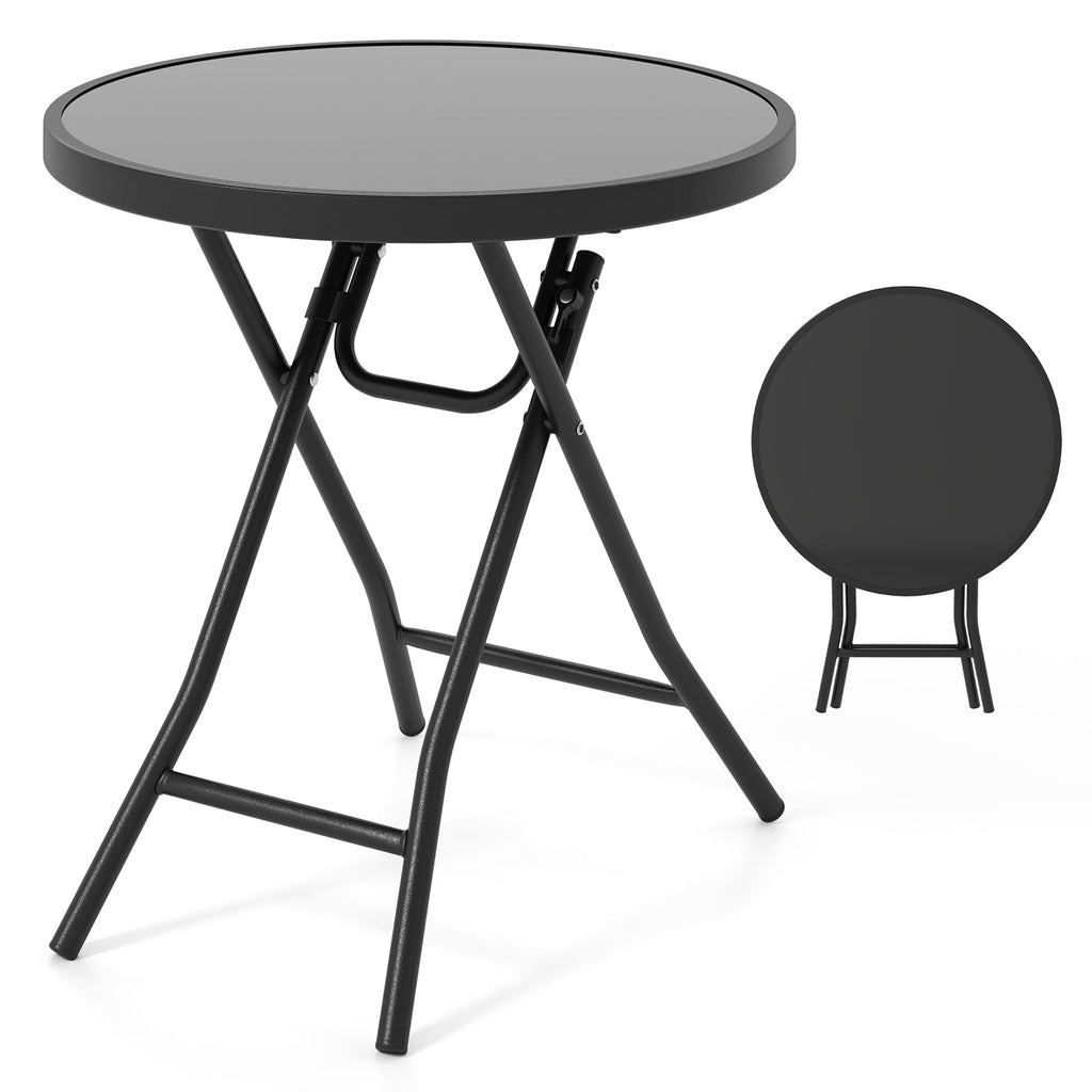 18 Inch Folding Side Table Patio Round Compact Coffee Table