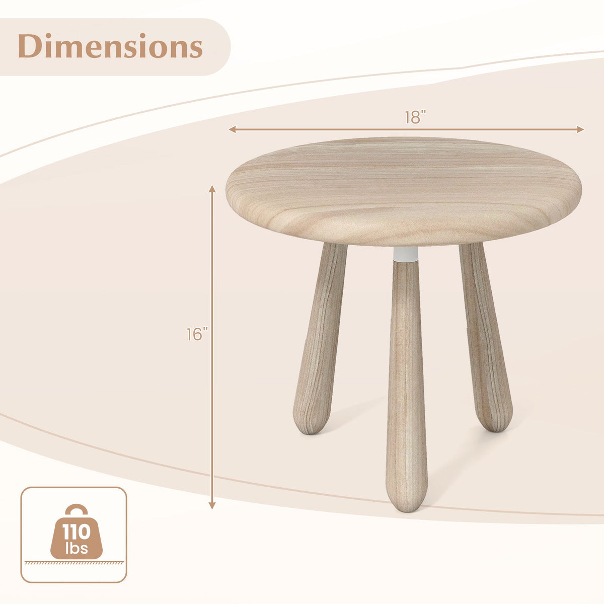 18 Inch Outdoor Mahogany Wood Side Table with Thickened Board