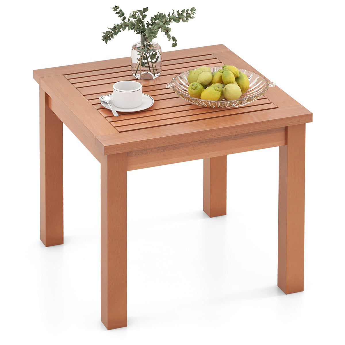 18 Inch Square End Outdoor Adirondack Side Table with Slatted Tabletop