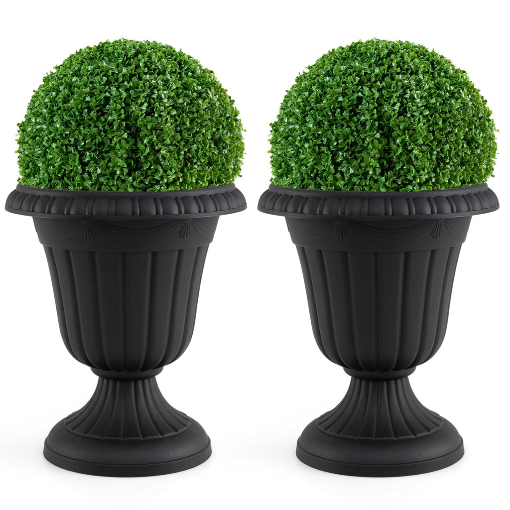 18-Inch Tall Urn Planters Set of 2 with Pedestal Base