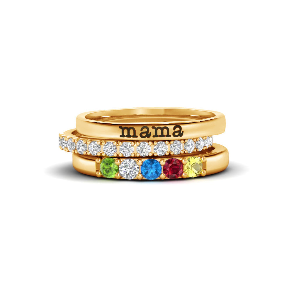 Personalized Ring With Birthstone Letter Names