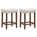 Set of 2 Nailhead Saddle Bar Stools 24 Inch Height