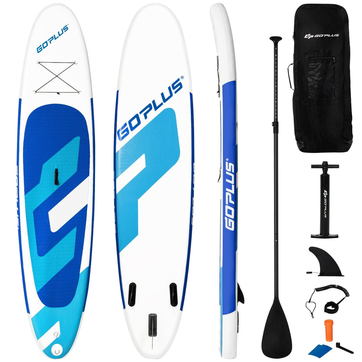 10 Feet Inflatable Stand Up Paddle Board 6 Inches Thick with Backpack Leash Aluminum Paddle