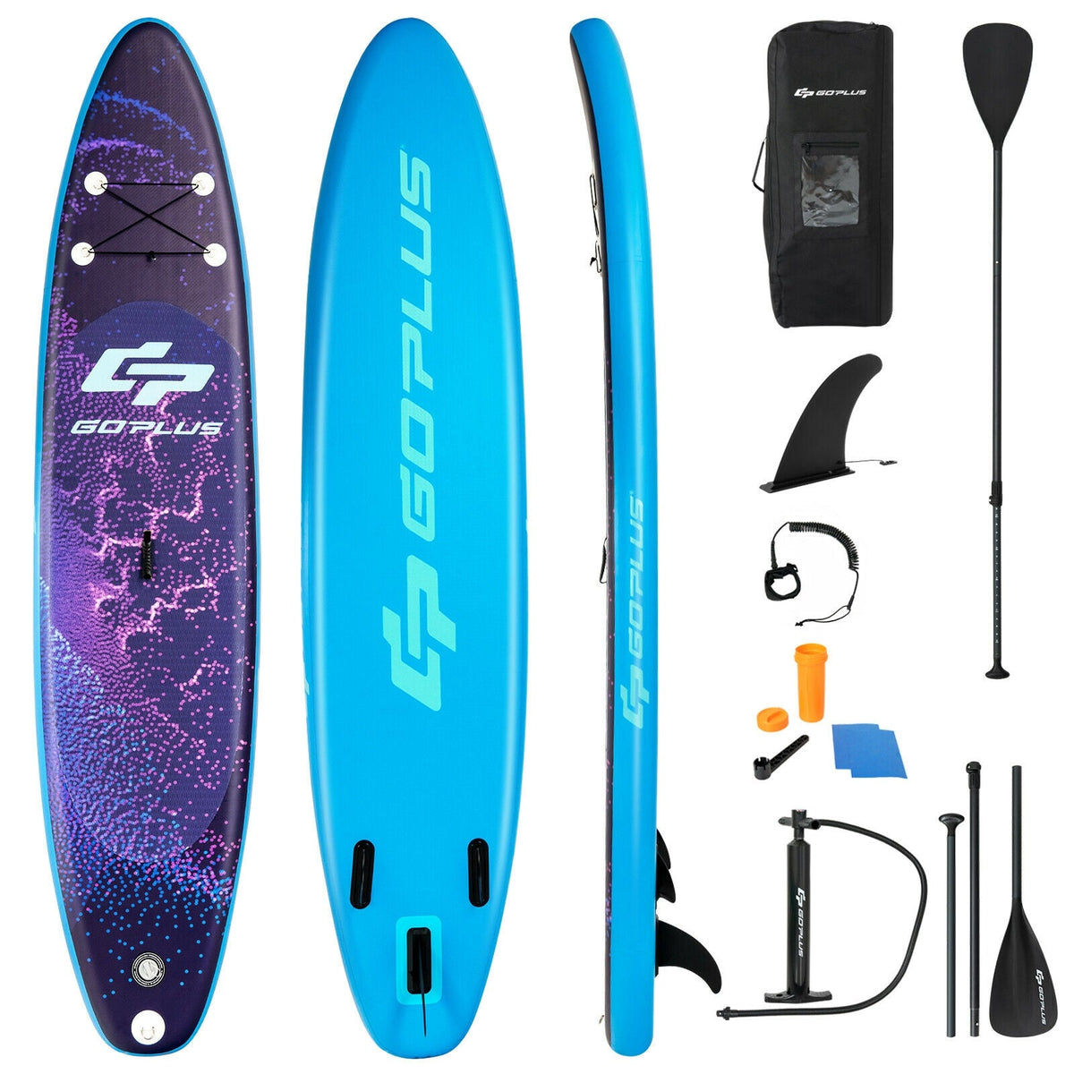 11 Feet Inflatable Stand Up Paddle Board Surfboard with Bag Aluminum Paddle Pump