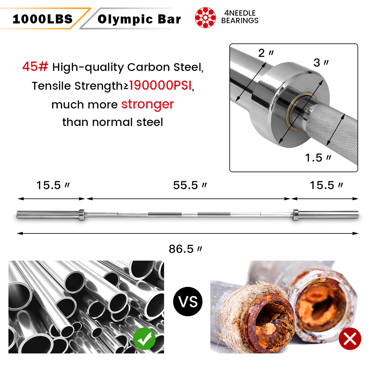 1000 lbs Weight Lifting Barbell