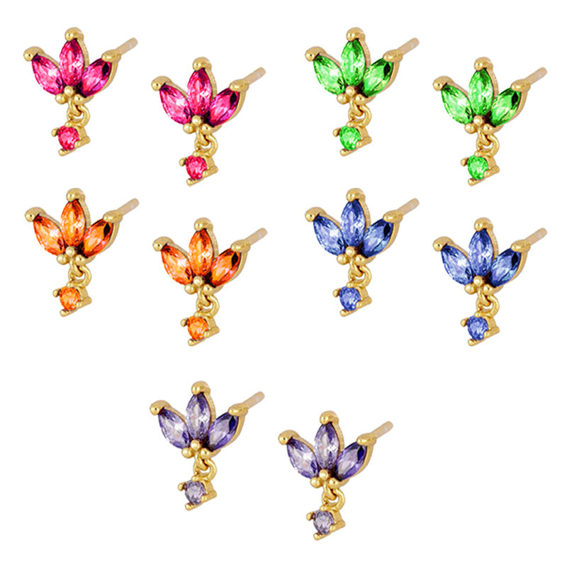 S925 Silver Needle Stud Earrings With Zircon Butterfly Design
