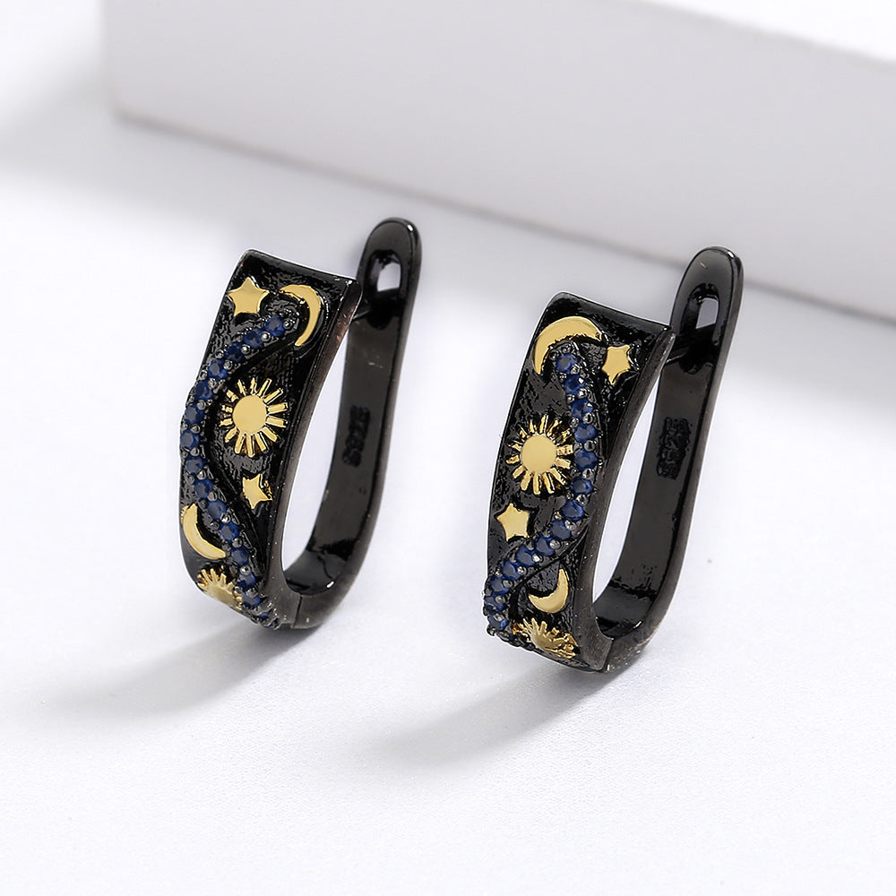 Exquisite Womens Star And Moon Earrings
