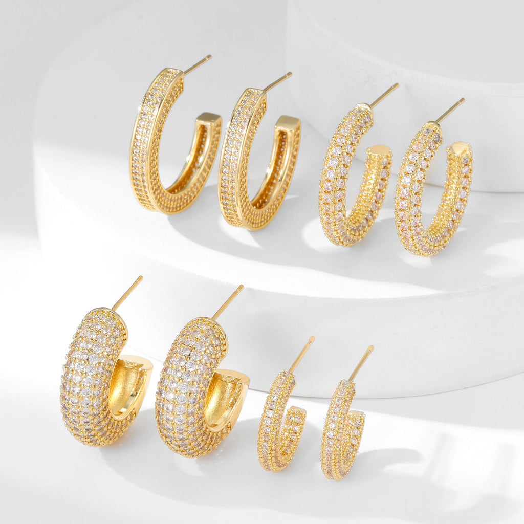 Simple Design Micro-inlaid Zircon Earrings
