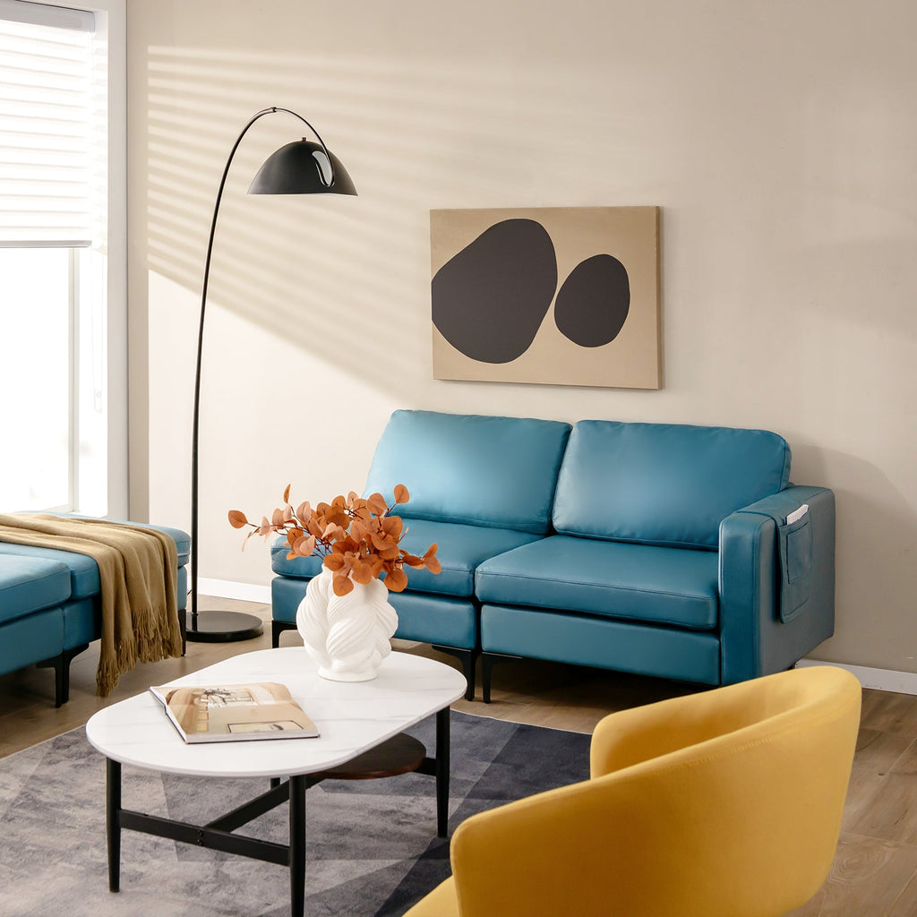 Modular L-shaped Sectional Sofa with Reversible Ottoman and 2 USB Ports