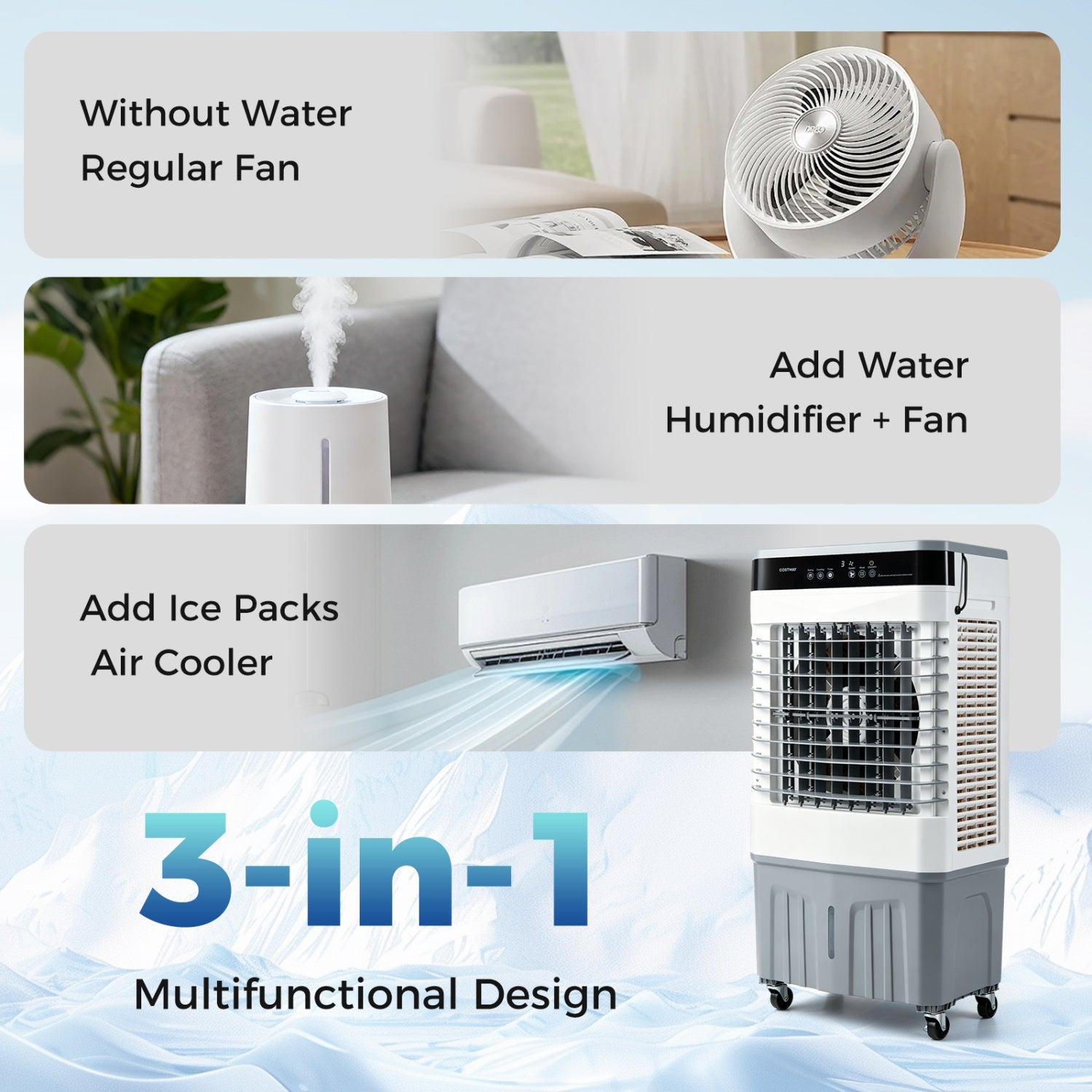Evaporative Air Cooler 2100 CFM with 5.3 Gal Tank