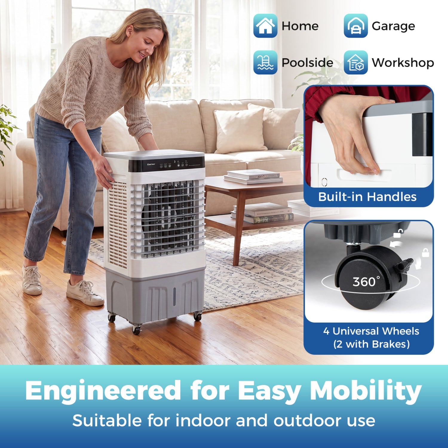 Evaporative Air Cooler 2100 CFM with 5.3 Gal Tank