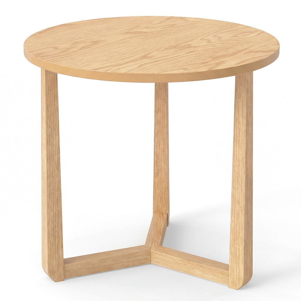 22.5 inch Round Side Table Farmhouse End Table with Sturdy Rubber Wood Legs and Triangular Structure