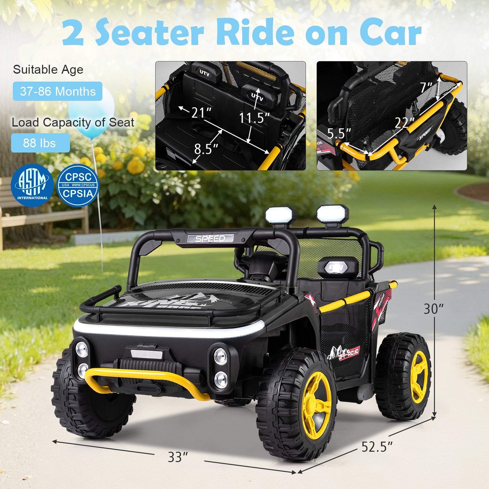 24V Ride on Toy for Kids 2 Seater Ride on Truck Car with Horn Music Story
