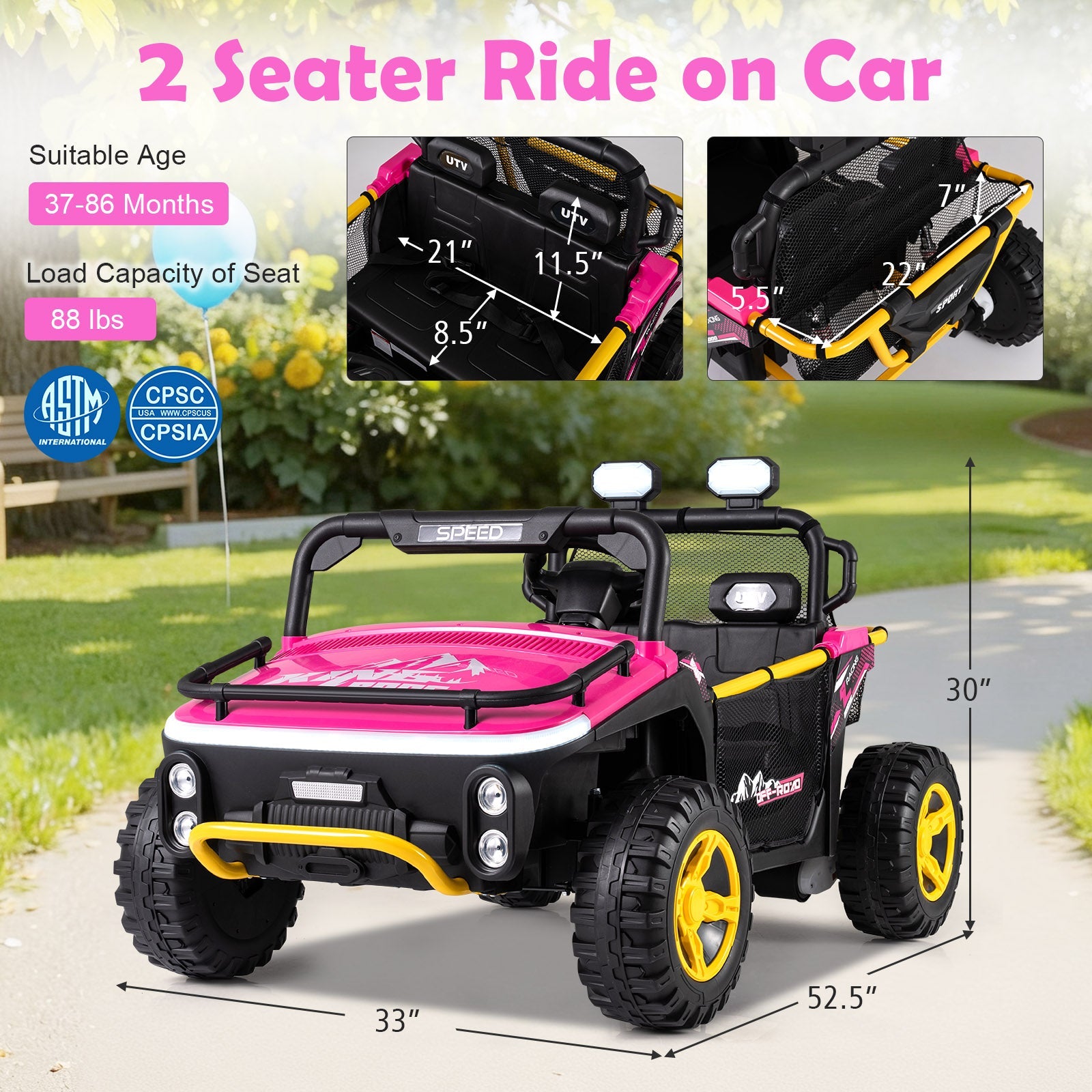 24V Ride on Toy for Kids 2 Seater Ride on Truck Car with Horn Music Story
