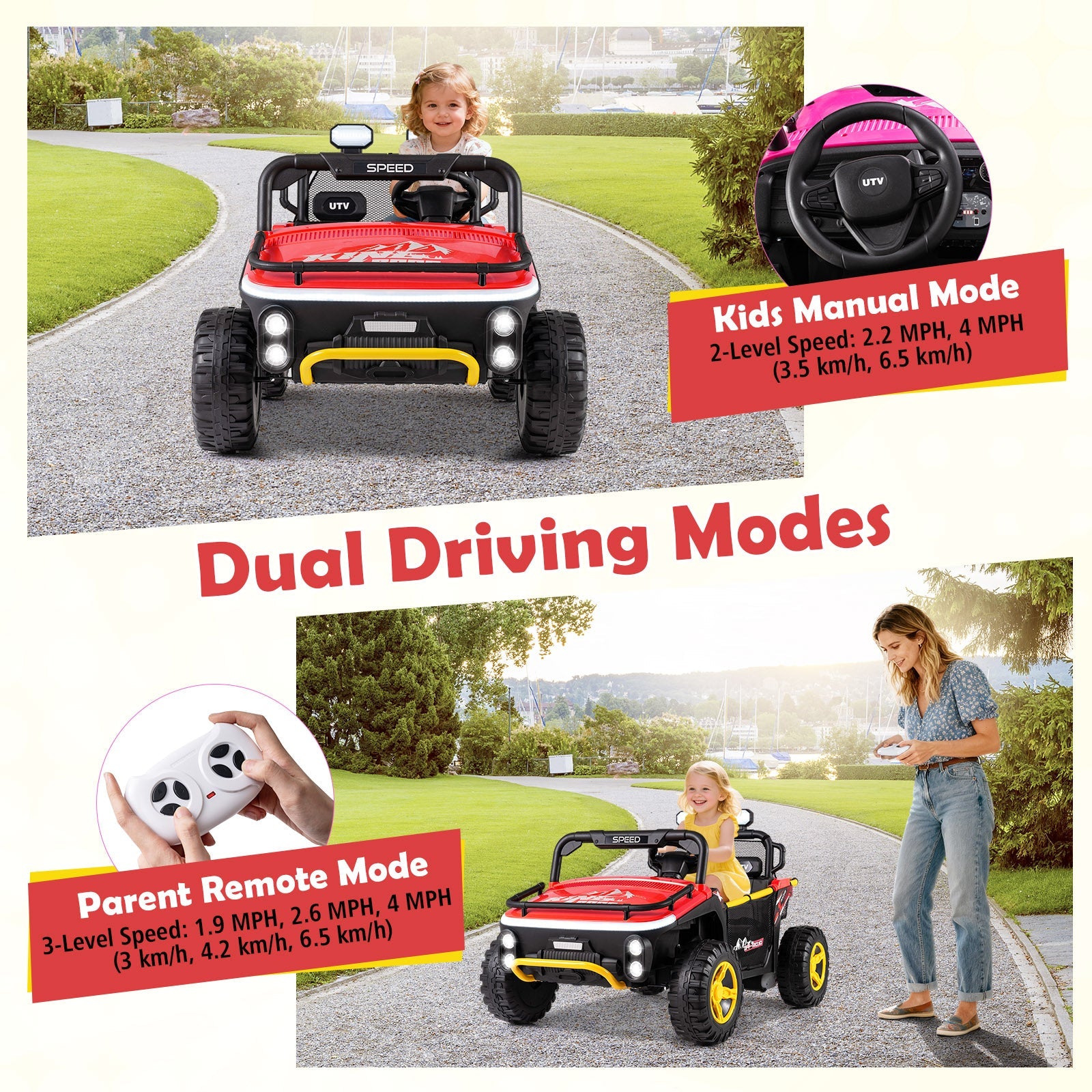 24V Ride on Toy for Kids 2 Seater Ride on Truck Car with Horn Music Story