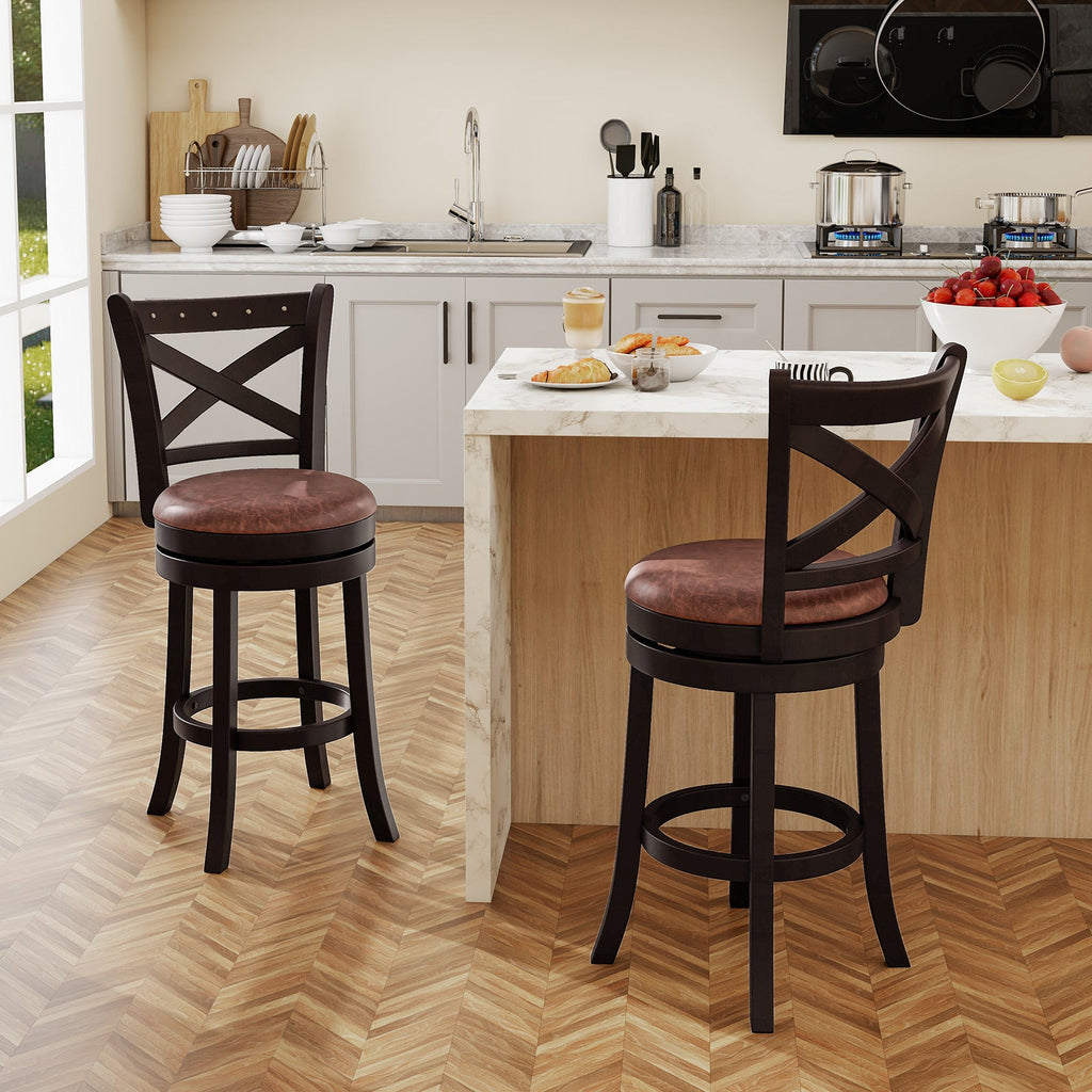 26/30 Inch Swivel Bar Stools Set of 2 Bar Chairs with Padded Seat