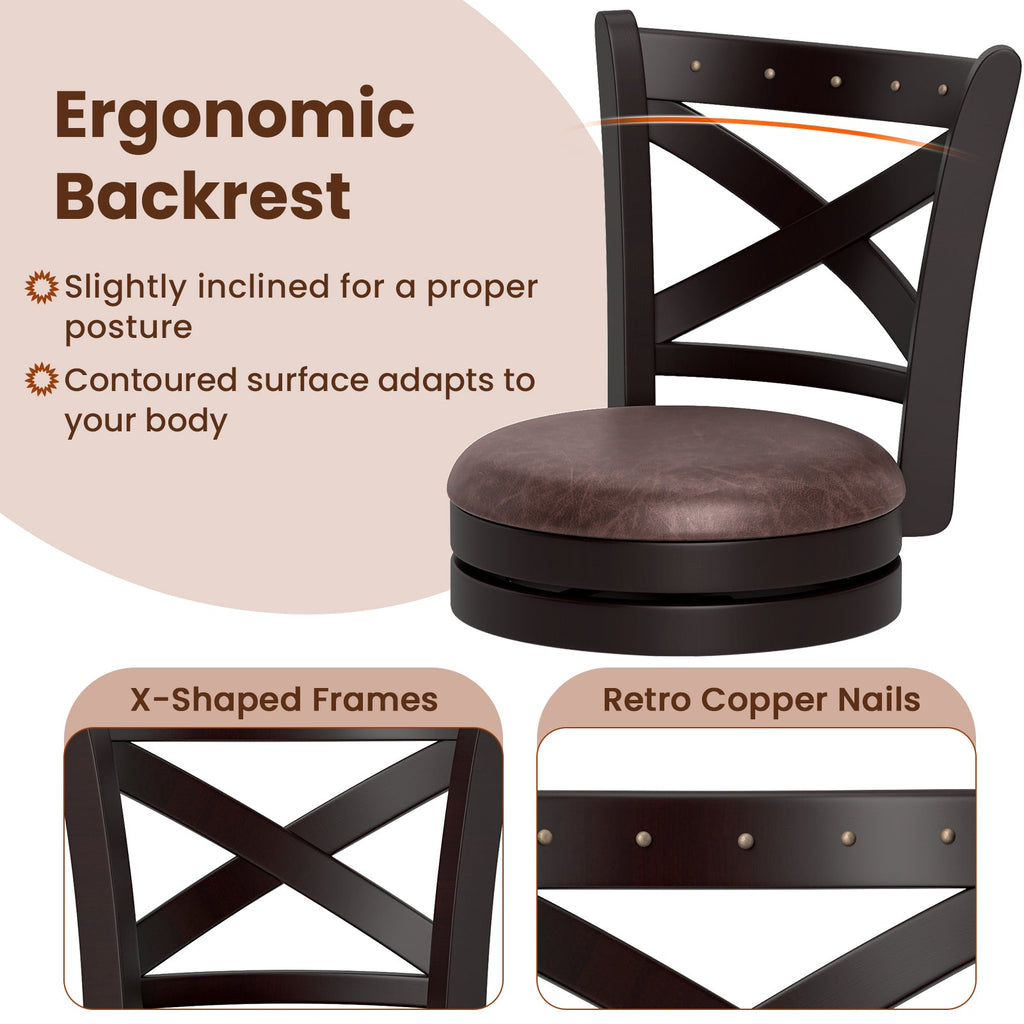 26/30 Inch Swivel Bar Stools Set of 2 Bar Chairs with Padded Seat