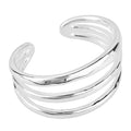 Triple Layer Spiral Open Cuff Bracelet, Polished Silver Minimal Sculptural Bangle, Quiet Luxury European Spanish Women Jewelry