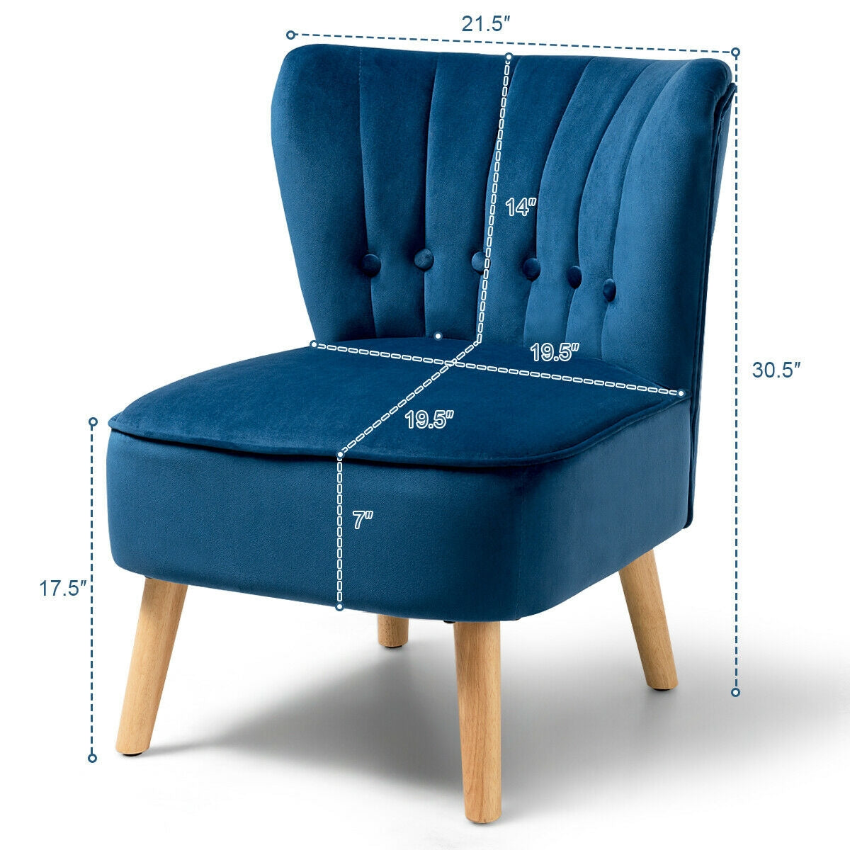 Armless Accent Chair Tufted Velvet Leisure Chair