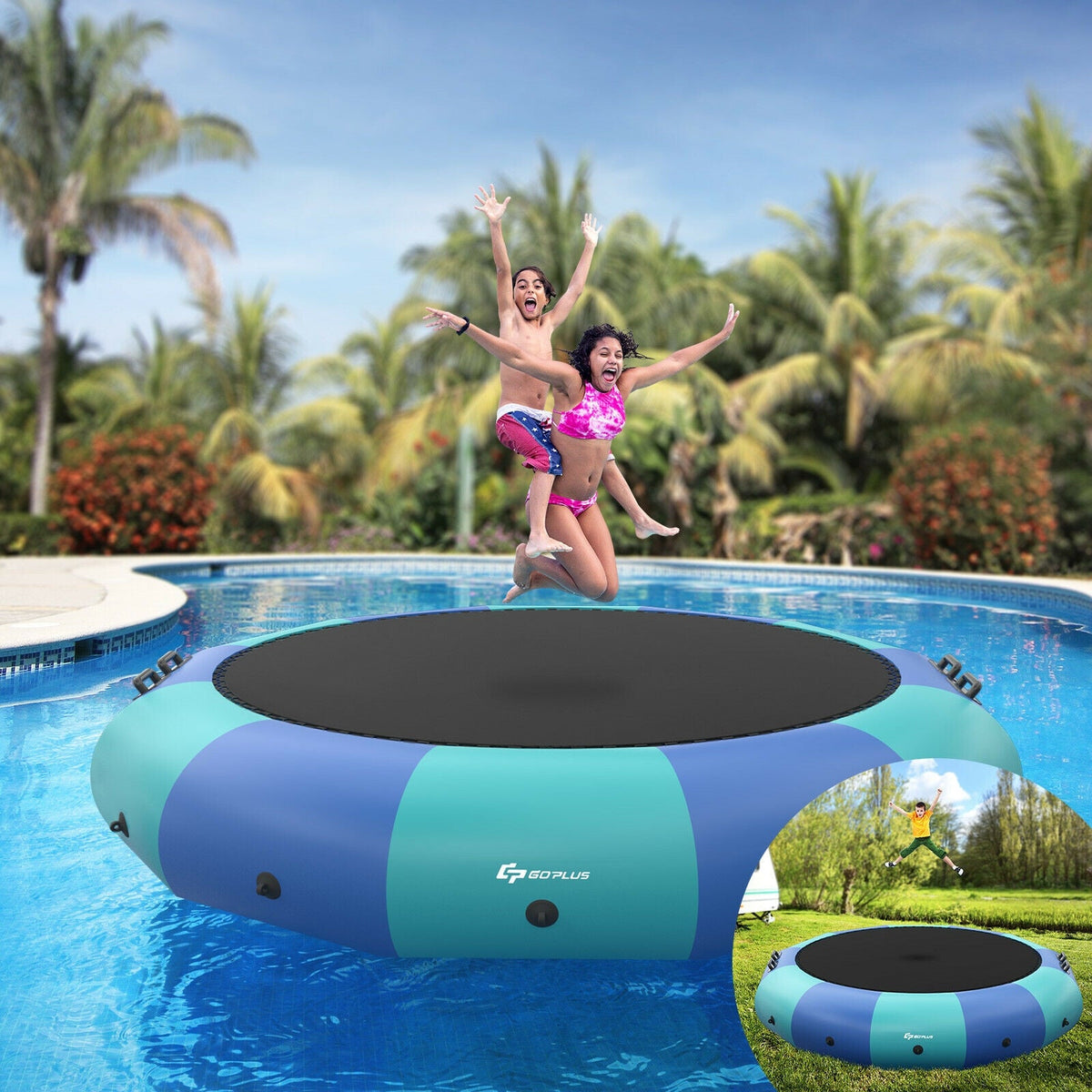 15 Feet Inflatable Splash Padded Water Bouncer Trampoline