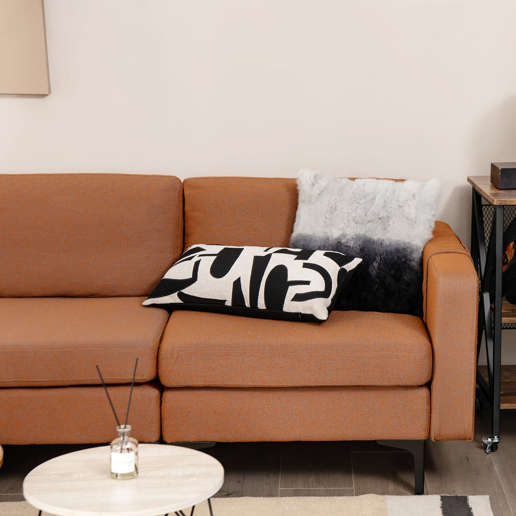 Modular L-shaped Sectional Sofa with Reversible Ottoman and 2 USB Ports