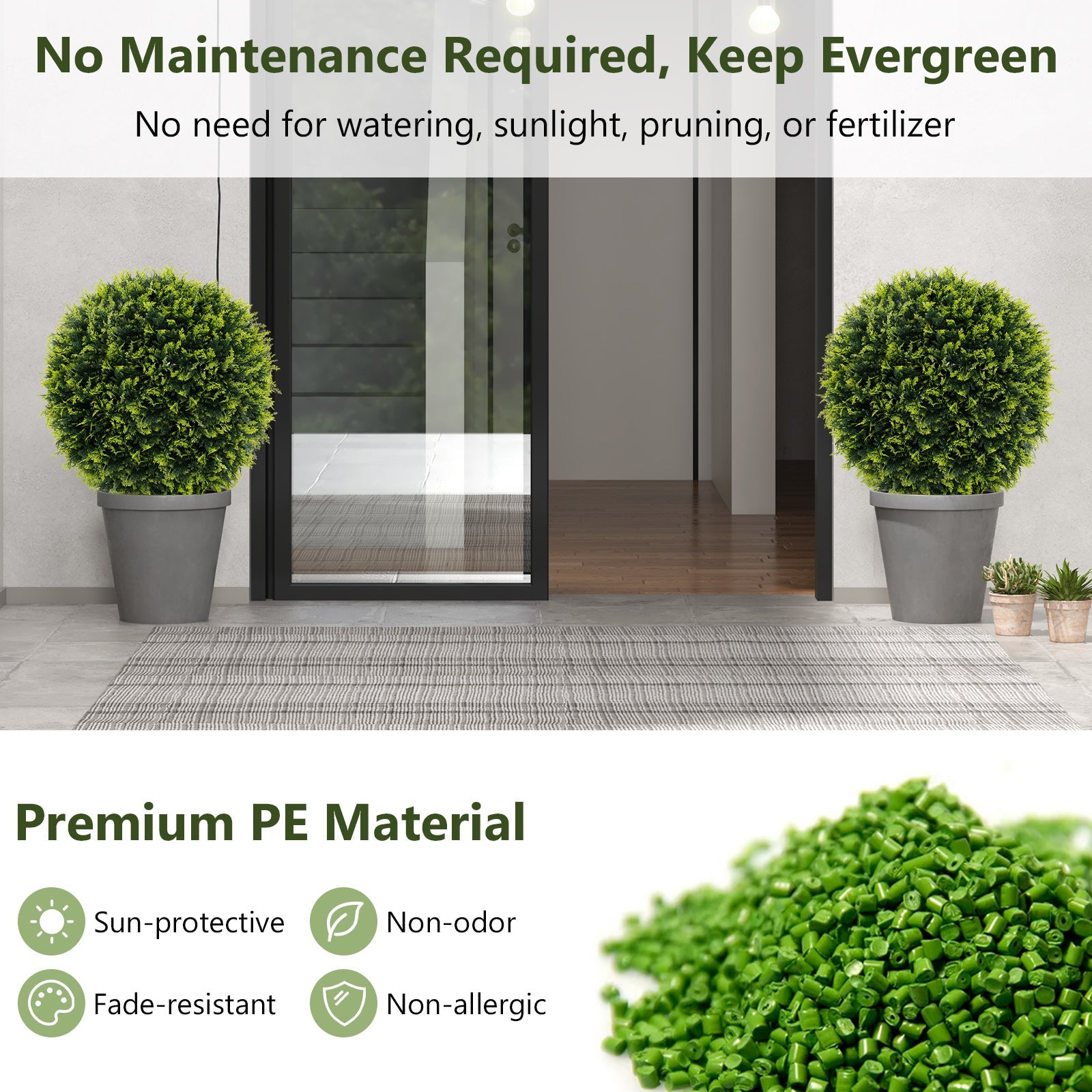 2 Pieces 18/22 Inches Indoor Outdoor Faux Decorative Balls for Patio Garden Front Door Balcony and Backyard