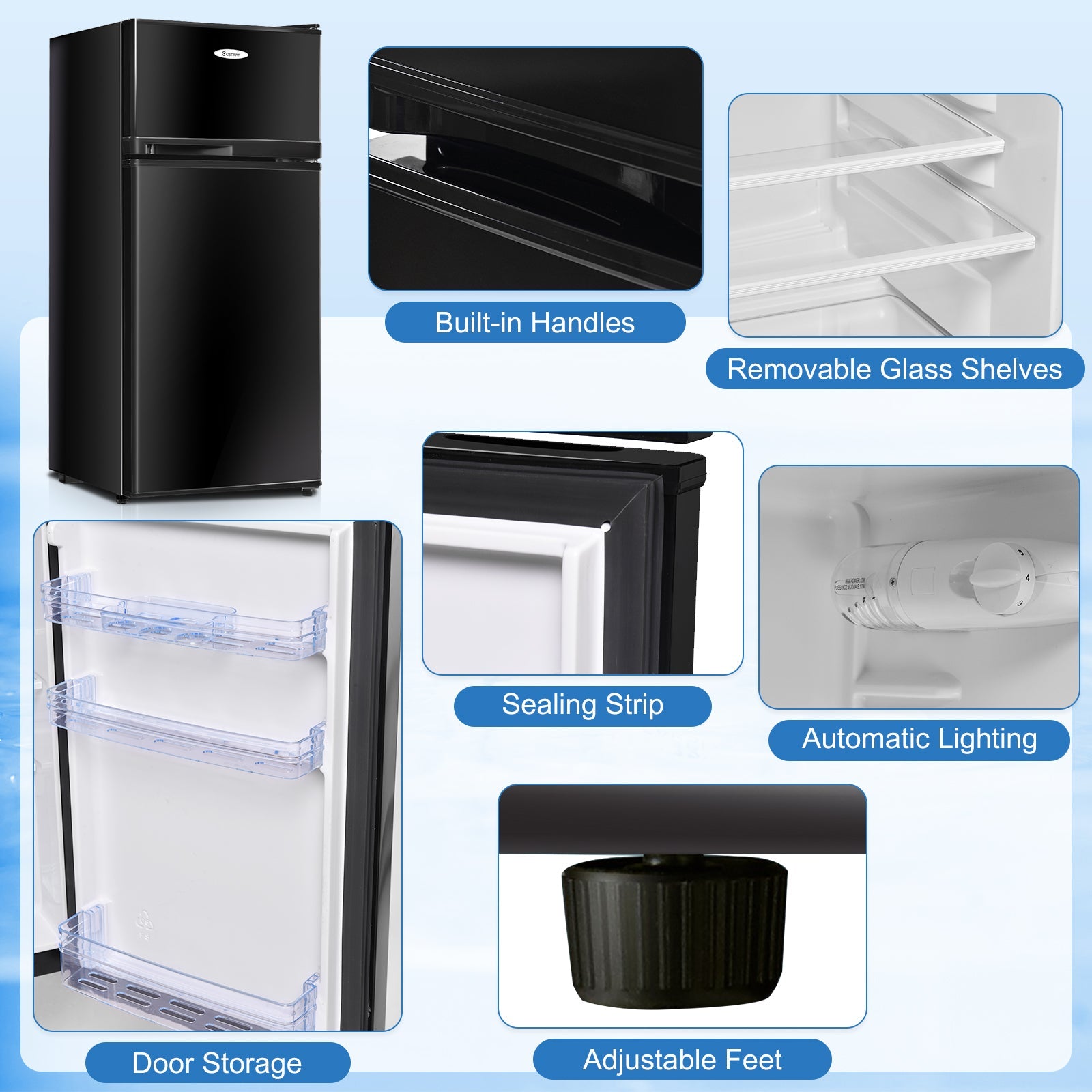 2 Doors Cold-rolled Sheet Compact Refrigerator