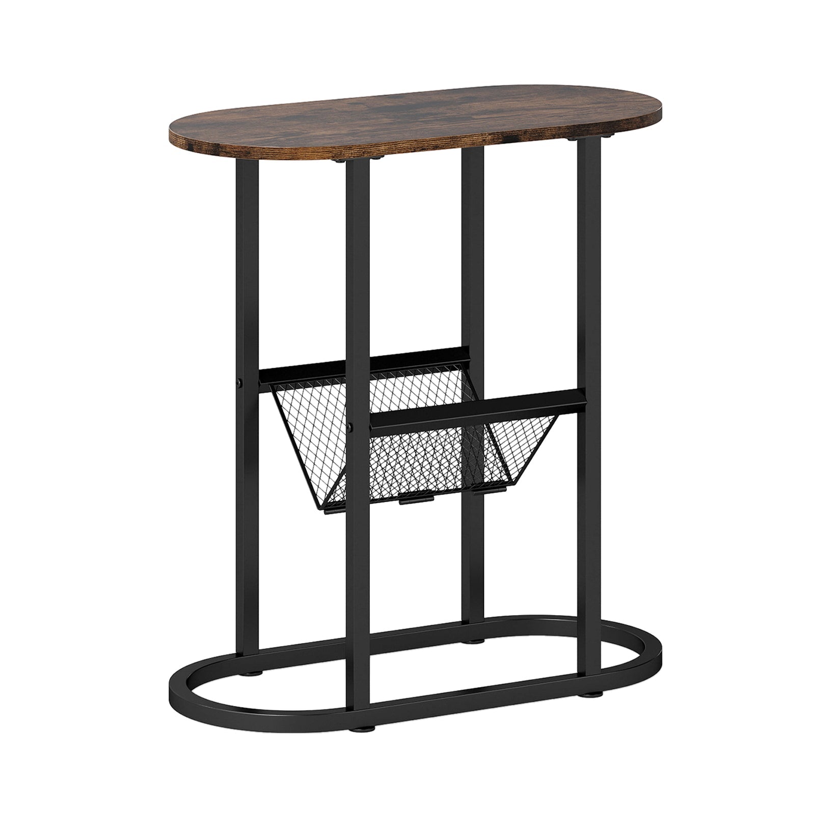 2-tier Oval Narrow Bedside End Table