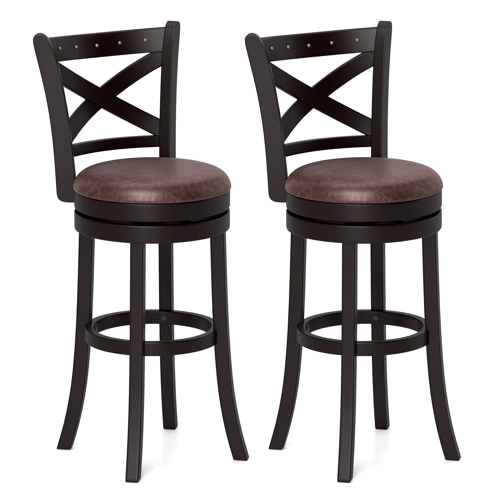 26/30 Inch Swivel Bar Stools Set of 2 Bar Chairs with Padded Seat