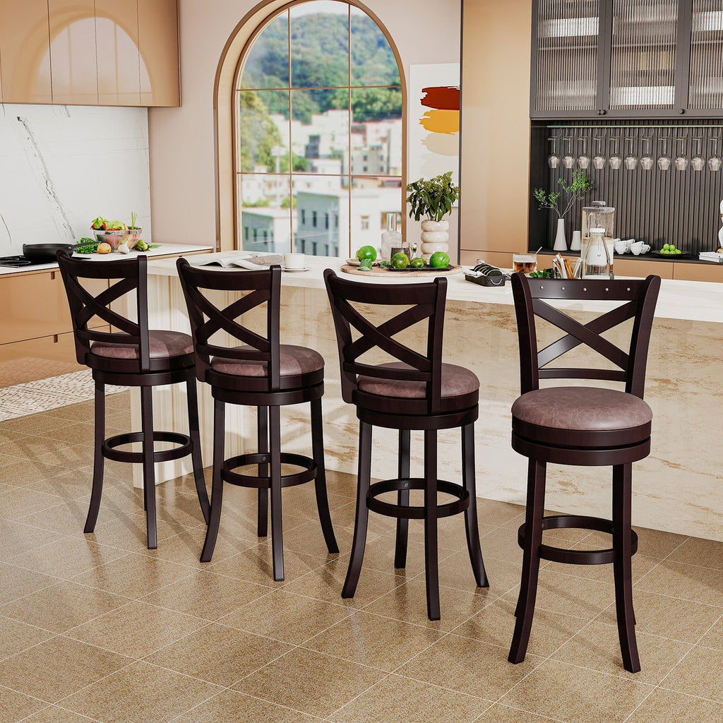26/30 Inch Swivel Bar Stools Set of 2 Bar Chairs with Padded Seat