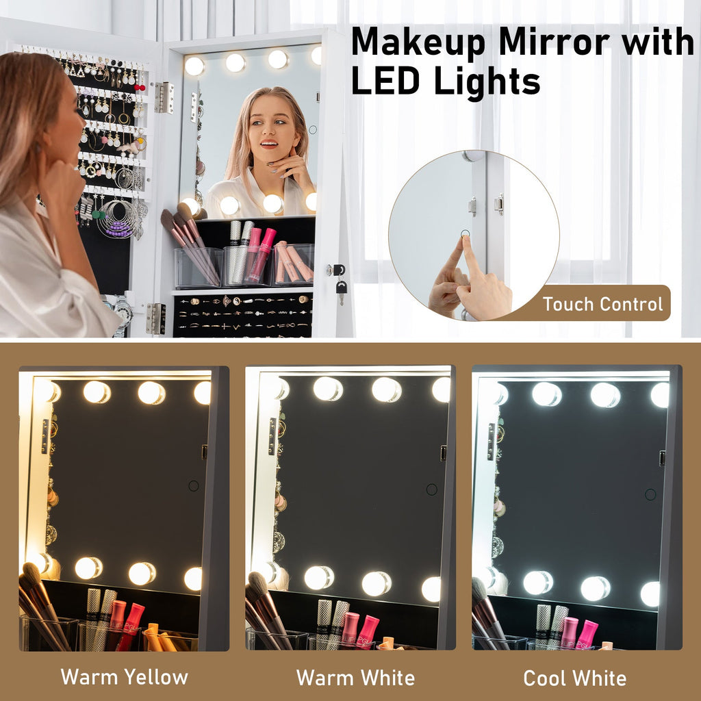 360¬∞ Swivel Jewelry Cabinet with Full Length Mirror