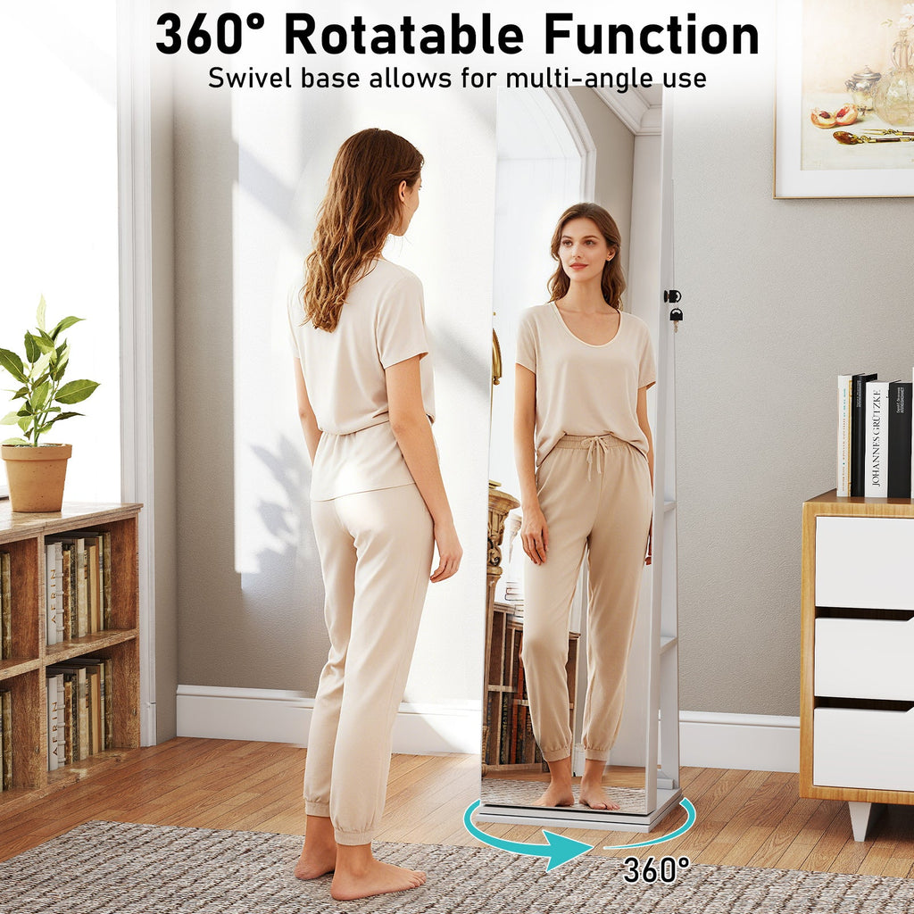 360¬∞ Swivel Jewelry Cabinet with Full Length Mirror