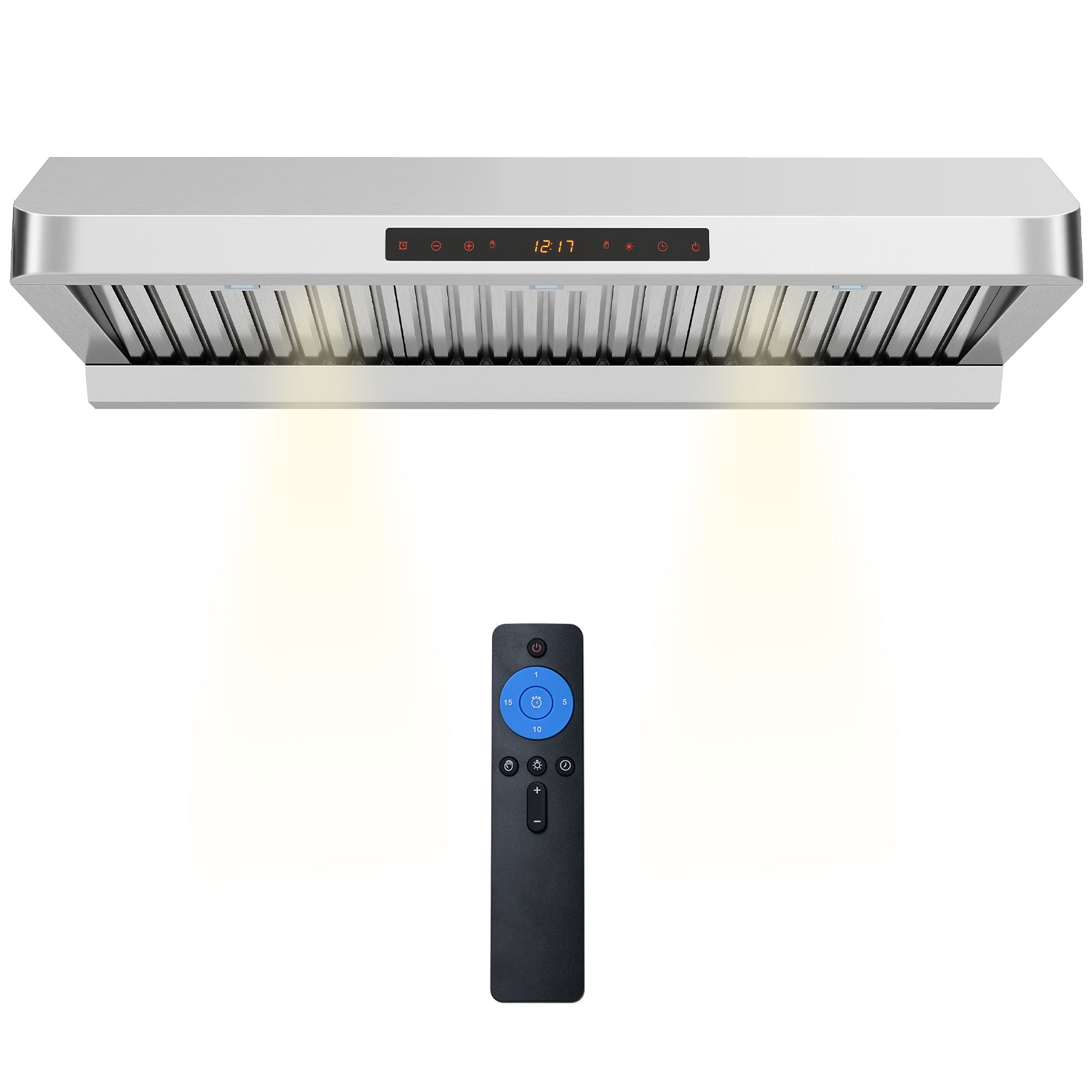 36 Inch Under Cabinet Range Hood 900 CFM Kitchen Stove Vent with Oil Collector-Silver