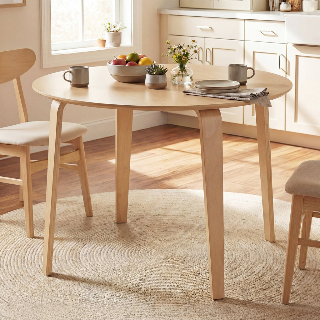 37.5" Round Dining Table with Rubber Wood Legs for Small Space