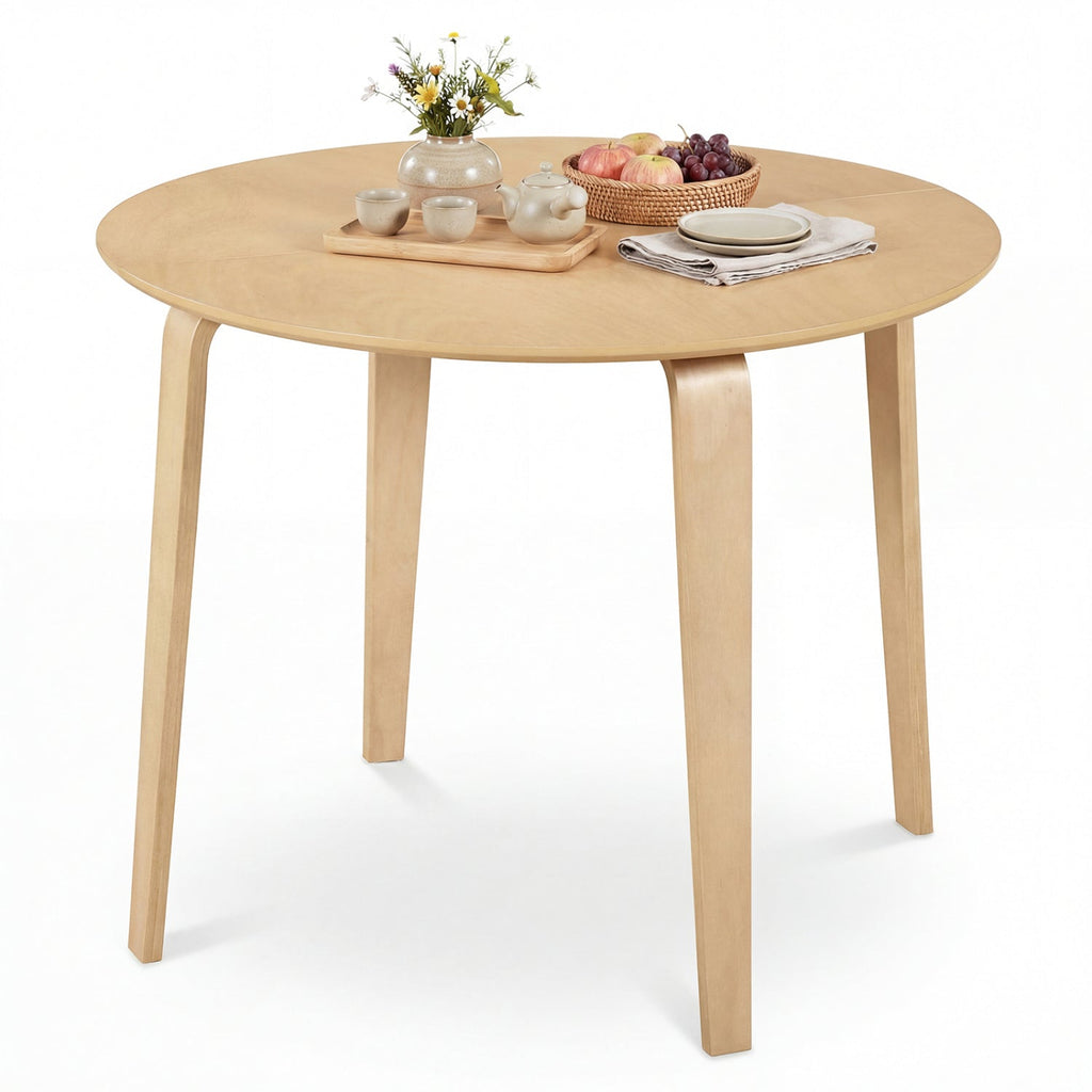 37.5" Round Dining Table with Rubber Wood Legs for Small Space