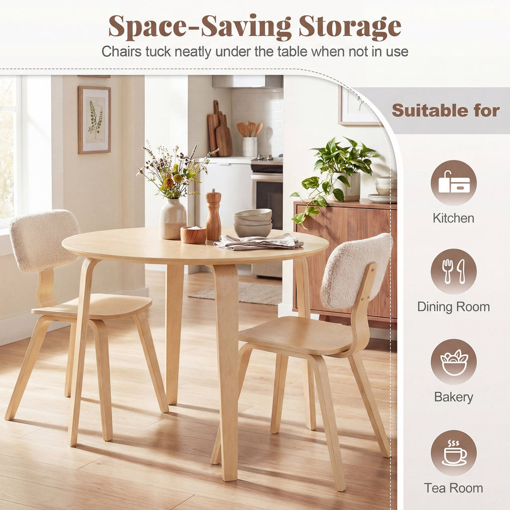 37.5" Round Dining Table with Rubber Wood Legs for Small Space