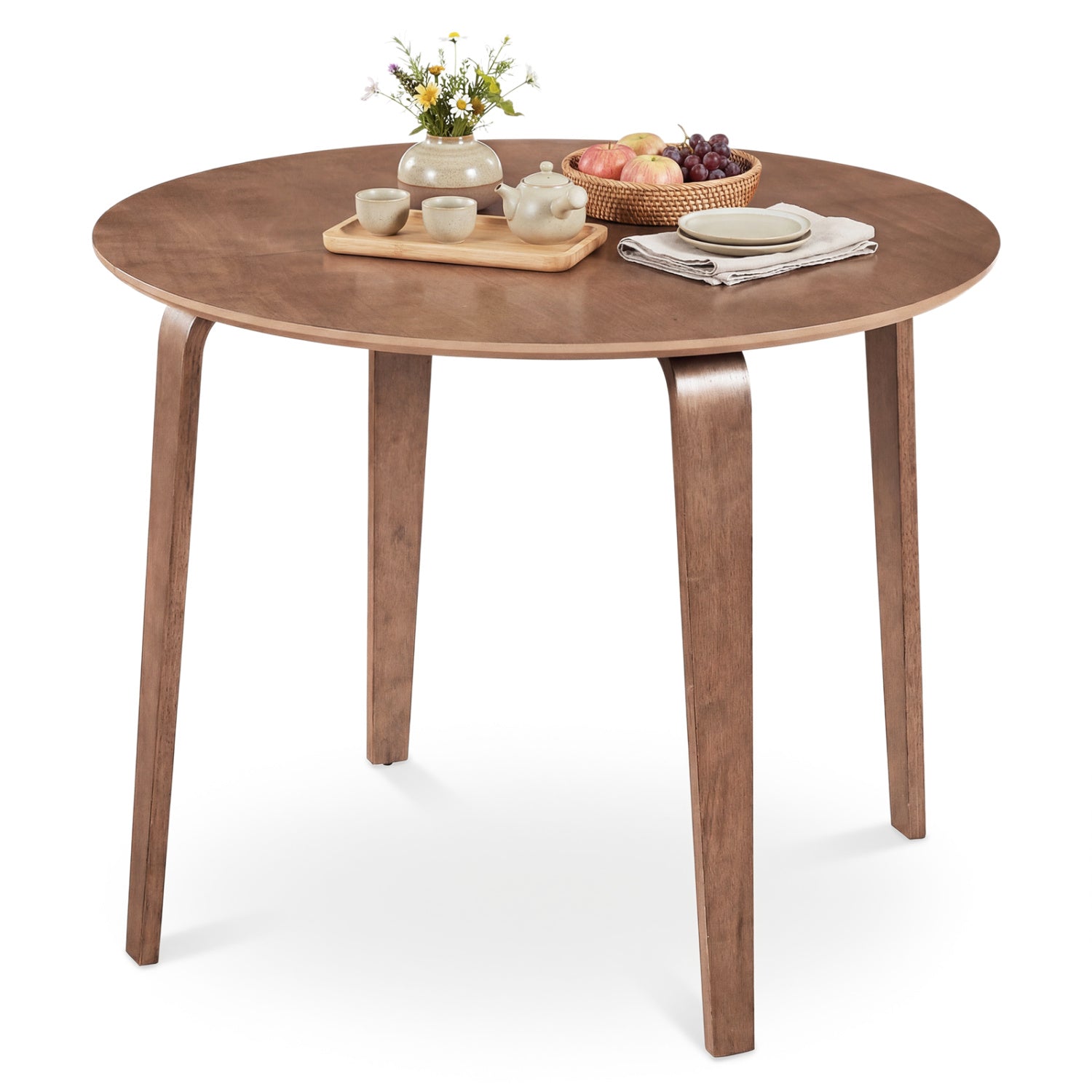 37.5" Round Dining Table with Rubber Wood Legs for Small Space