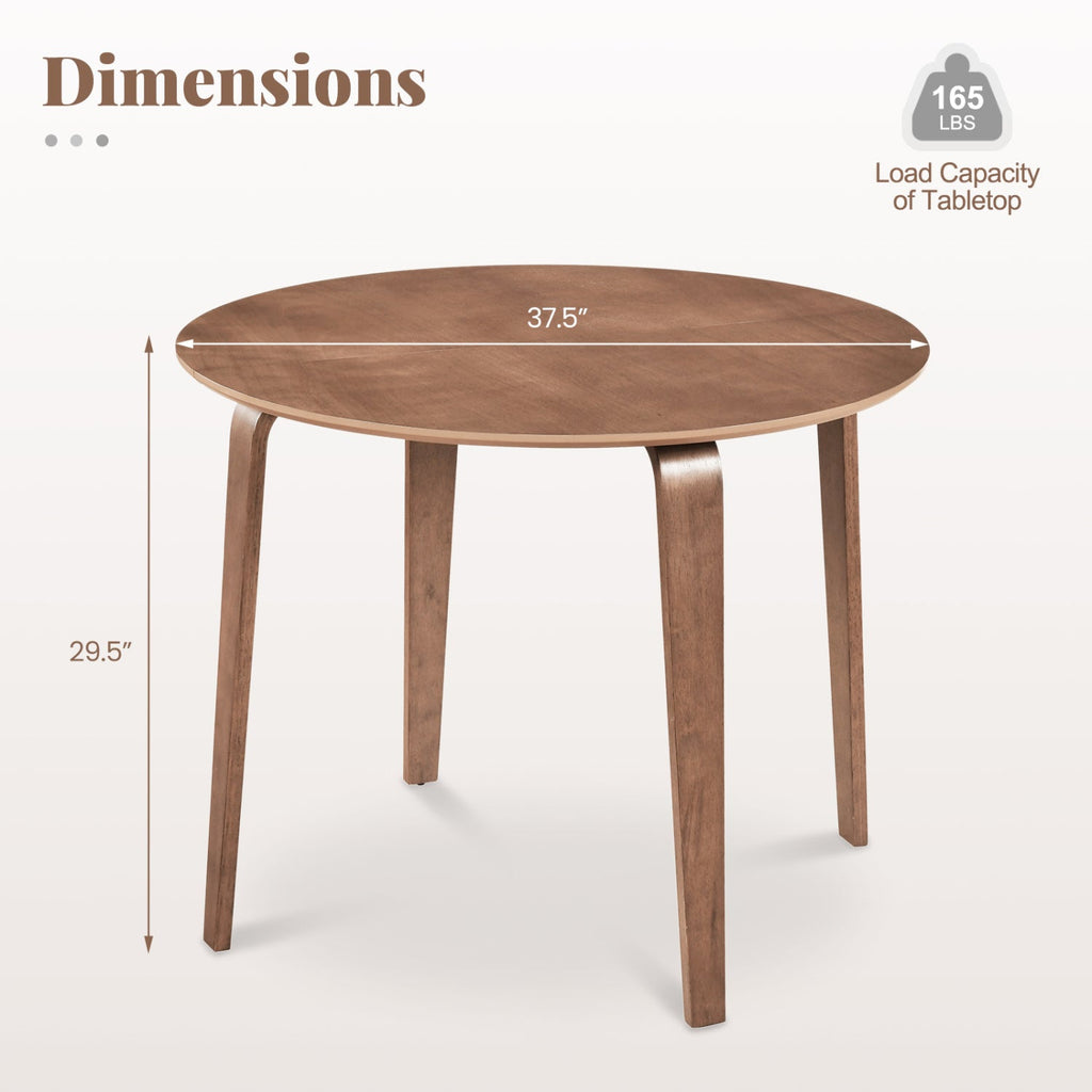 37.5" Round Dining Table with Rubber Wood Legs for Small Space