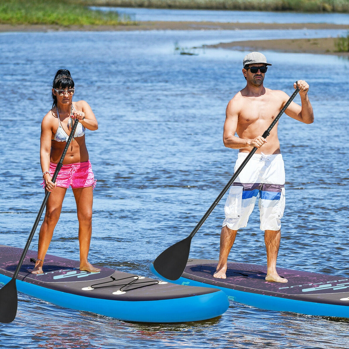 11 Feet Inflatable Stand Up Paddle Board Surfboard with Bag Aluminum Paddle Pump