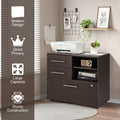 3 Drawer Lateral File Cabinet on Wheels with Storage Shelves