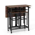 3 Piece Dining Table Set with 6-Bottle Wine Rack
