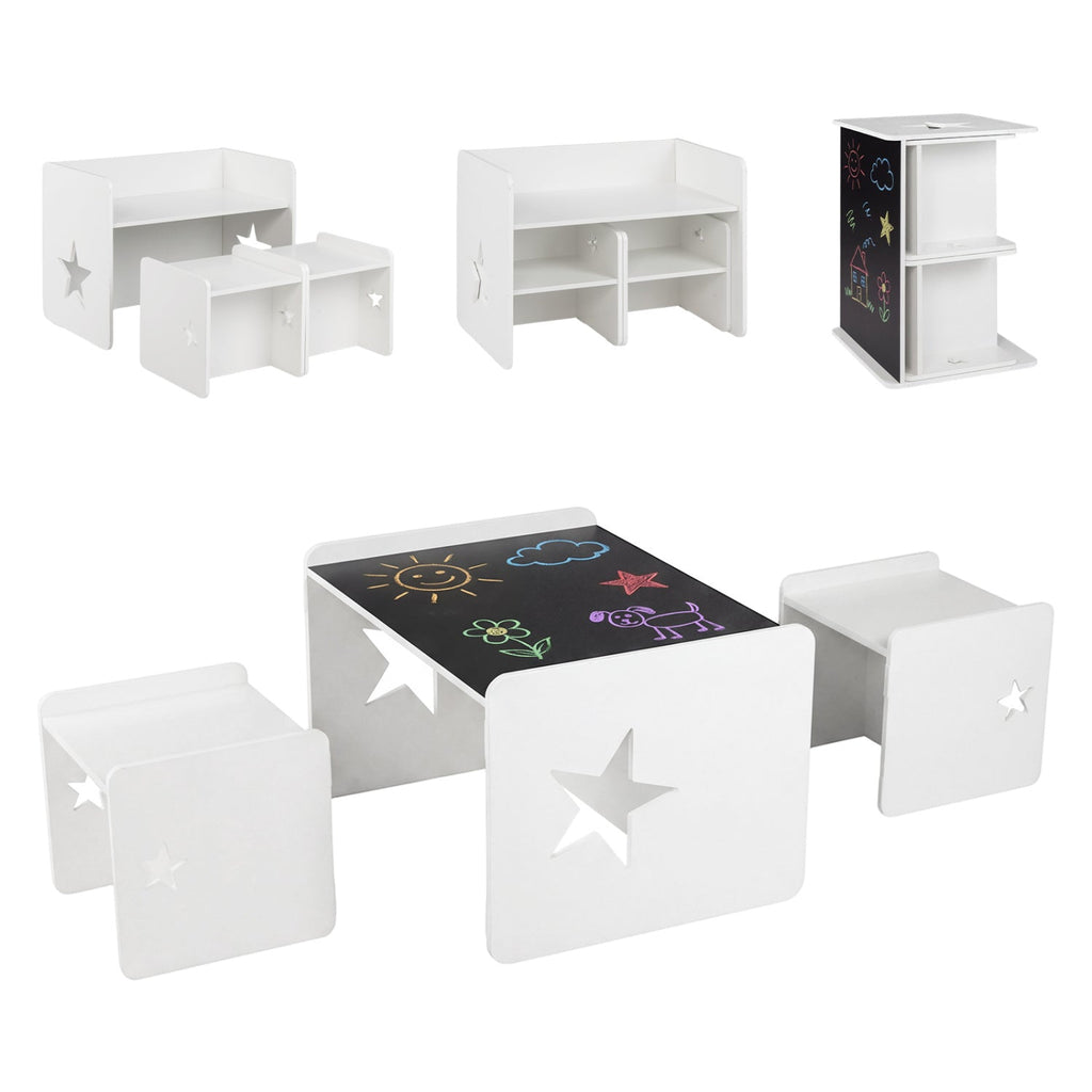 3 Pieces Kids Table and Chair Set Space-saving Toddler Table and 2 Chairs