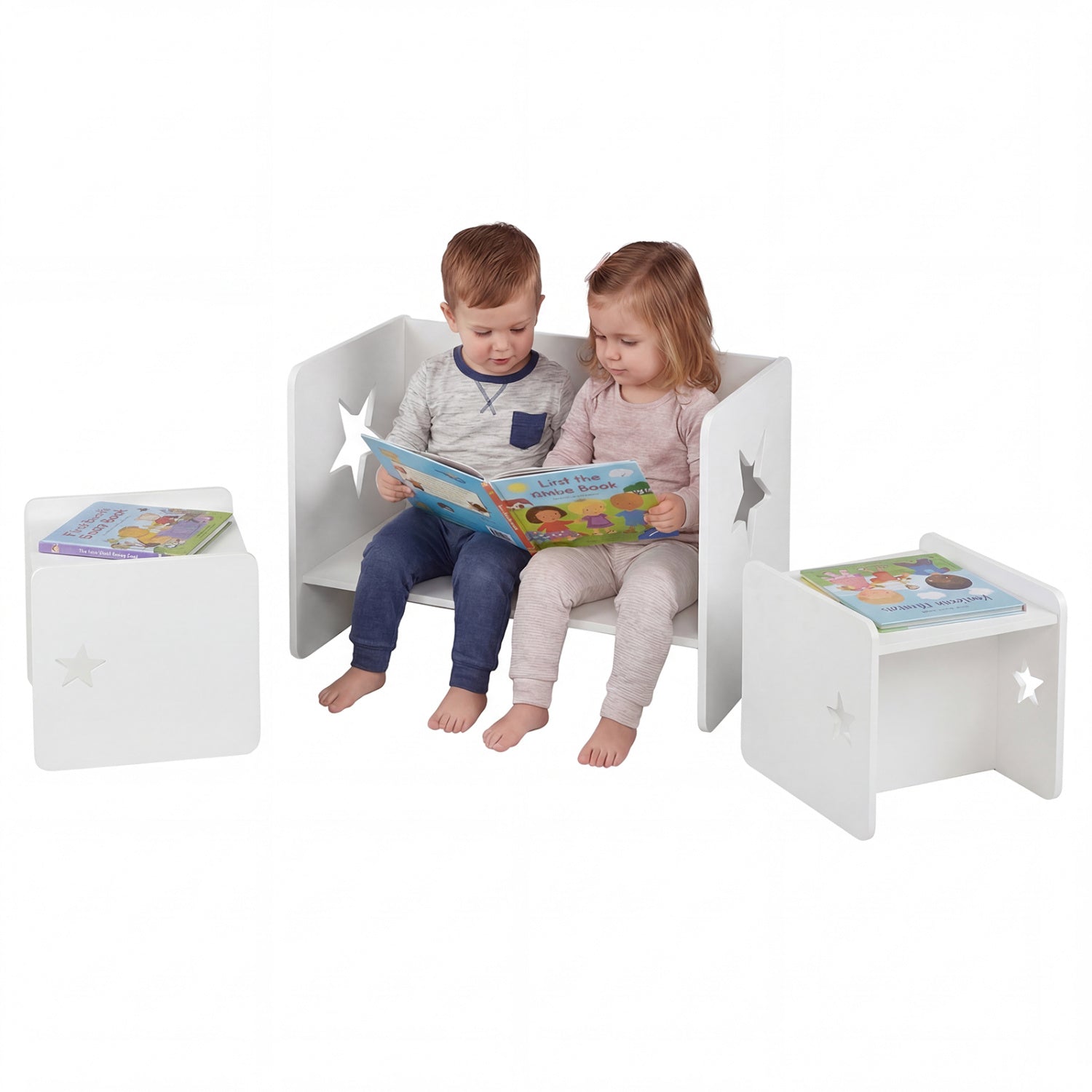 3 Pieces Kids Table and Chair Set Space-saving Toddler Table and 2 Chairs
