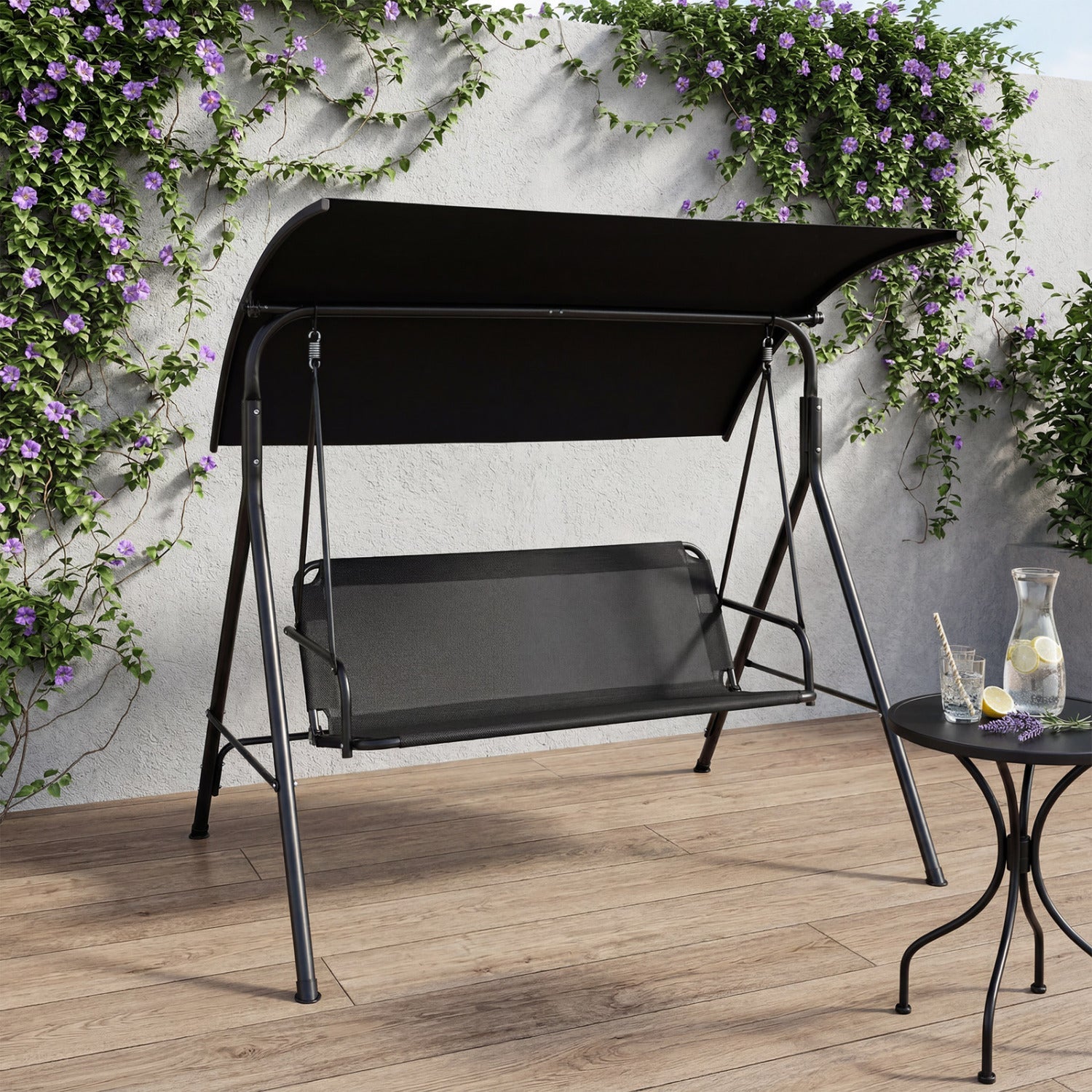 3-Seat Patio Swing Chair with Adjustable Canopy - 800 lbs