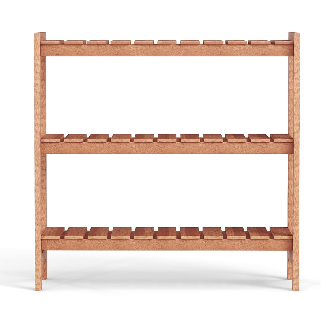 3-Tier Solid Wood Plant Stand with Slatted Shelves
