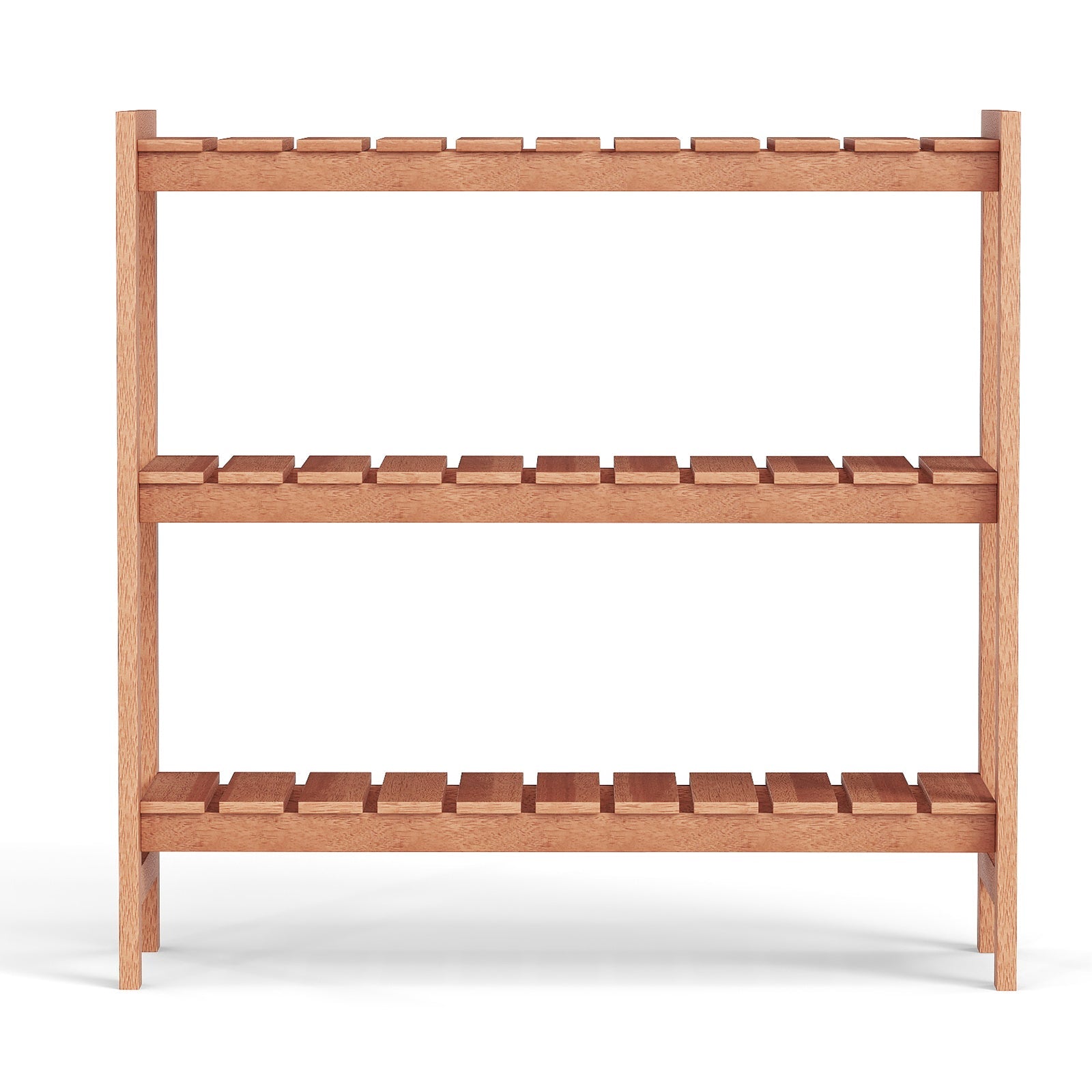 3-Tier Solid Wood Plant Stand with Slatted Shelves