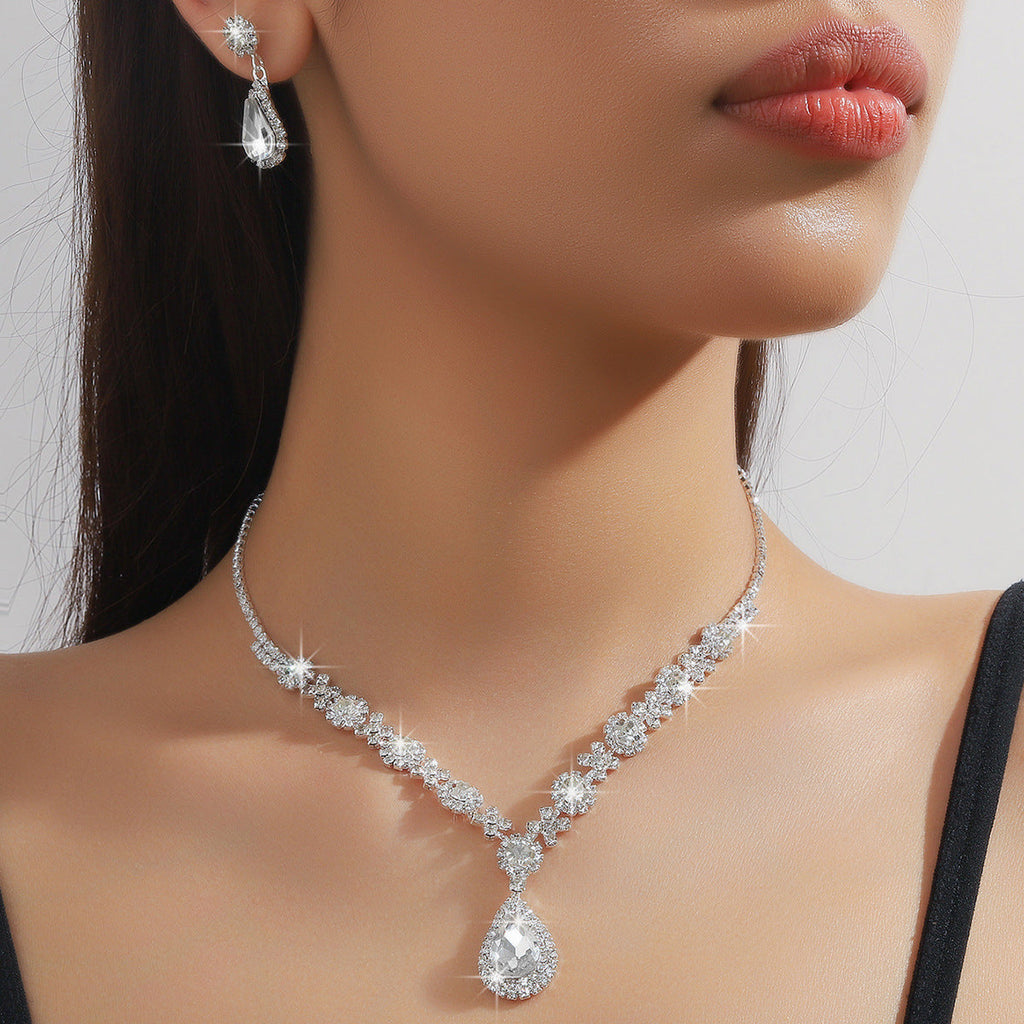 Bridal Jewelry Womens Set Cross-border European And American Crystal Water Drop