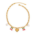 18K gold heart with cherry design exquisite and noble necklace