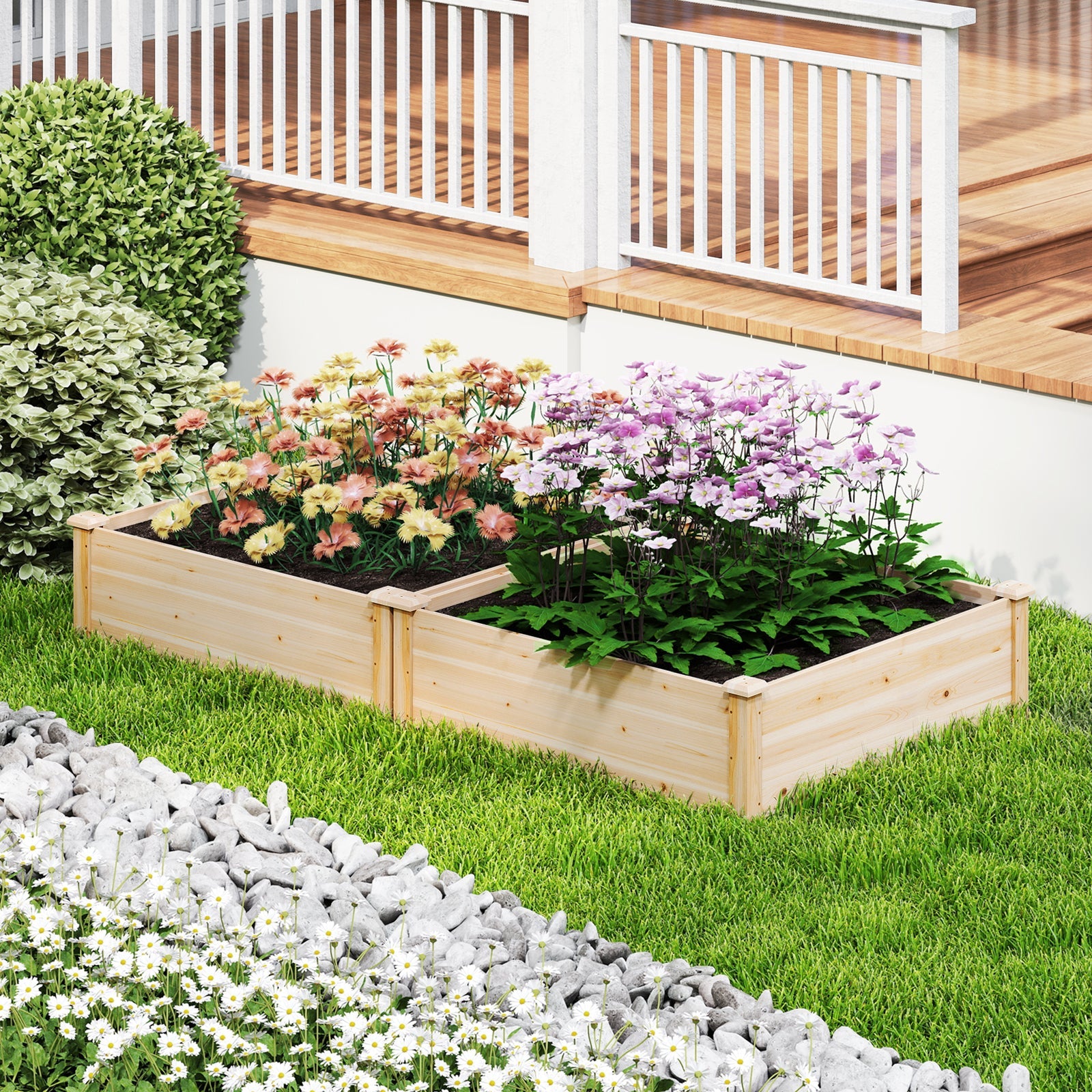 40" x 40" Outdoor Wood Raised Garden Bed-Natural